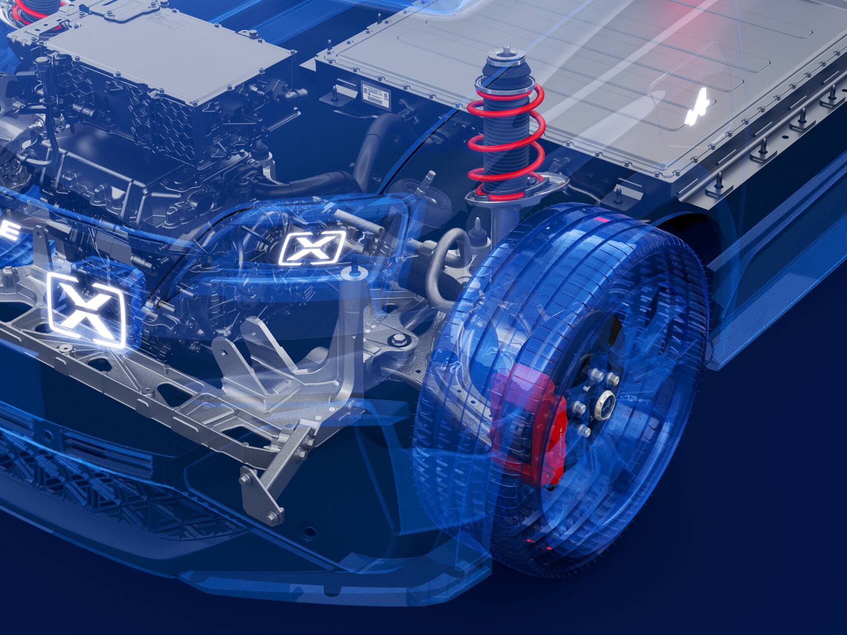 アルピーヌ 新型 A290のシャシーとバッテリーの透視イメージ(欧州仕様)
