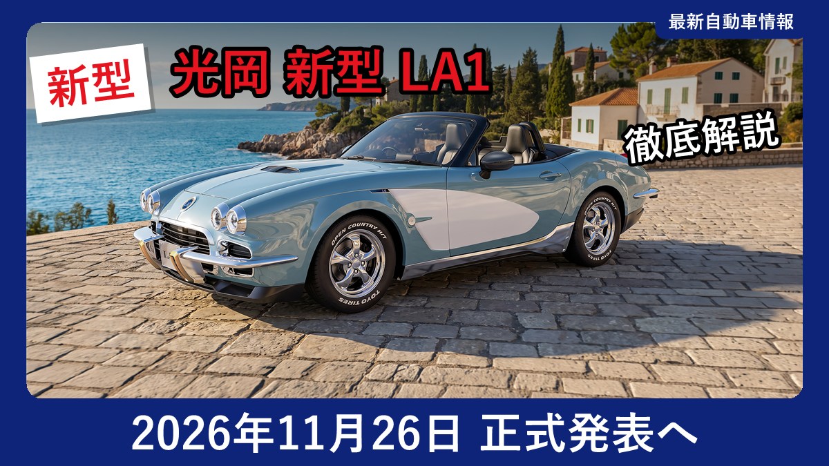 光岡 新型 LA1(ブルー系)の外観(フロント)